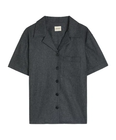 Khaite Riordan Melange Wool-blend Shirt In Black