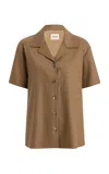 Khaite Riordan Pocket Wool Shirt In Brown
