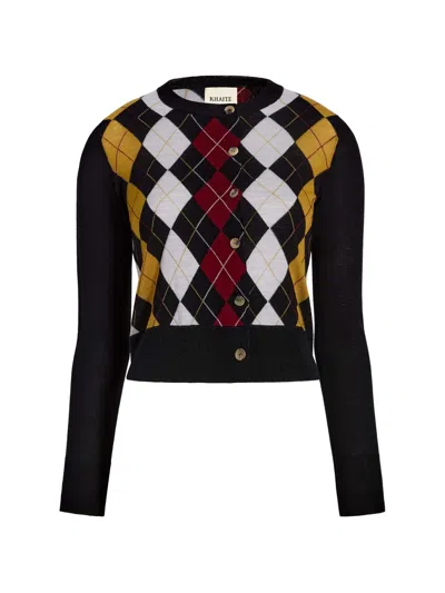 Khaite Rita Argyle Cashmere And Silk-blend Cardigan In Multi