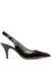 Khaite River Crinkled Leather Slingback Pumps In Black