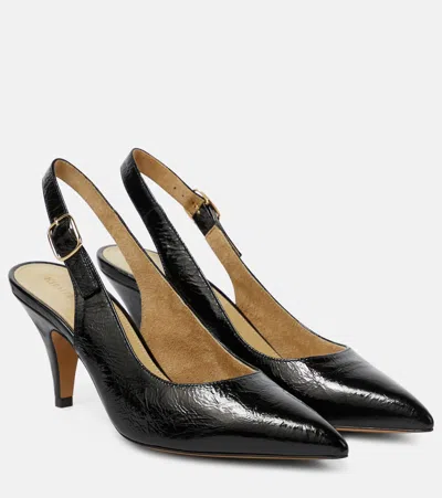 Khaite 75mm River Leather Slingback Pumps In Black