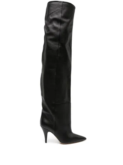 Khaite River Knee High Boot 90 In Black