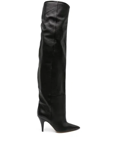 Khaite River Leather Knee-high Boots In Black
