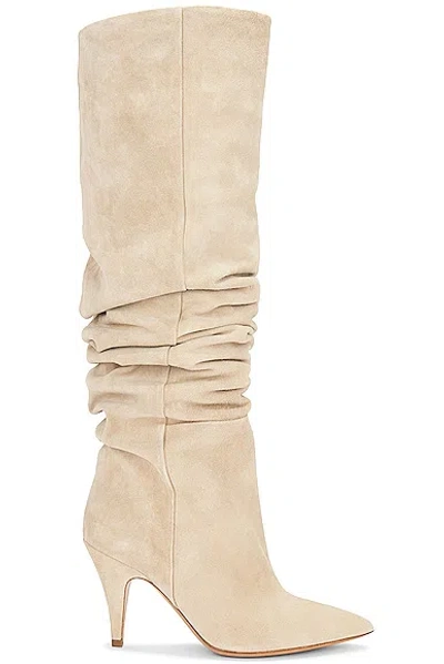 Khaite River Suede Knee Boots In Beige