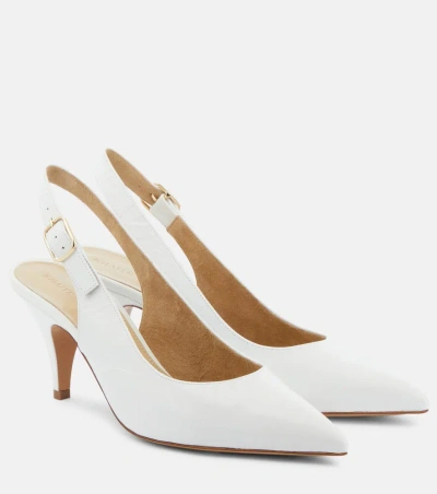 Khaite River Crinkled-leather Slingback Pumps In White