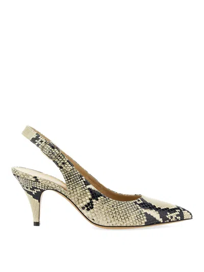 Khaite River Python-effect Leather Slingback Pumps In Natural
