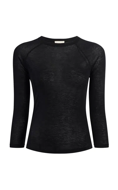 Khaite River Ribbed Silk-cashmere Top In Black