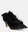 Khaite River Shearling-trimmed Mesh Pumps In Black