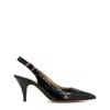 Khaite River Crinkled Leather Slingback Pumps In Black