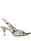 Khaite River Python-effect Leather Slingback Pumps In Nude & Neutrals