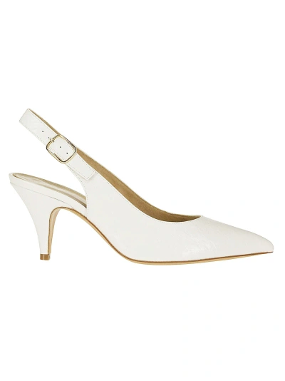 Khaite River Crinkled-leather Slingback Pumps In White
