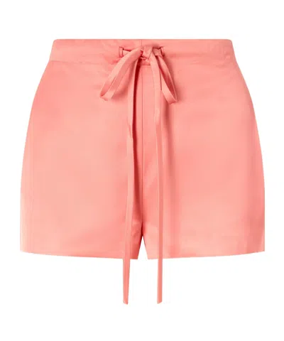 Khaite Robbie Satin-twill Shorts In Pink