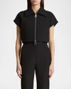 Khaite Robin Cropped Zip-front Top In Black