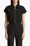 Khaite Robin Cropped Zip-front Top In Black