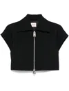 Khaite Robin Cropped Zip-front Top In Black