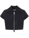 Khaite Robin Cropped Zip-front Top In Black