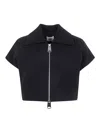 Khaite Robin Cropped Zip-front Top In Black