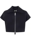 Khaite Robin Cropped Zip-front Top In Black