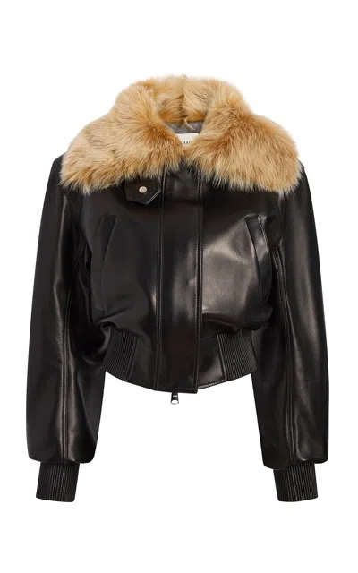 Khaite Rocco Shearling-trimmed Leather Jacket In Black