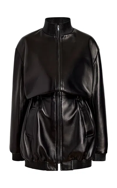 Khaite Rodman High-neck Leather Coat In Black