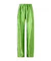 Khaite Palazzo Trousers In Viscose With Drawstring In Green
