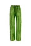 Khaite Palazzo Trousers In Viscose With Drawstring In Green