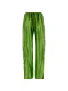 Khaite Palazzo Trousers In Viscose With Drawstring In Green