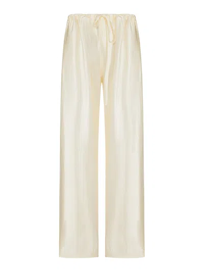 Khaite Rohen Satin Trousers In White