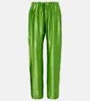 Khaite Palazzo Trousers In Viscose With Drawstring In Green