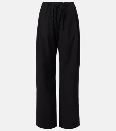 Khaite Rohen Virgin Wool Wide-leg Pants In Black