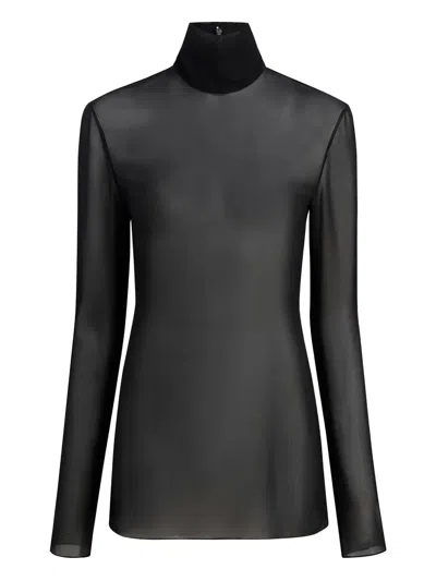 Khaite Roll-neck Long-sleeve Top In Black