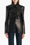 Khaite Rolo Double Breasted Lambskin Leather Jacket In Black