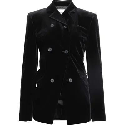 Khaite Rolo Double Breasted Velveteen Jacket In Black