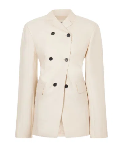 Khaite Rolo Double-breasted Suit Jacket In White