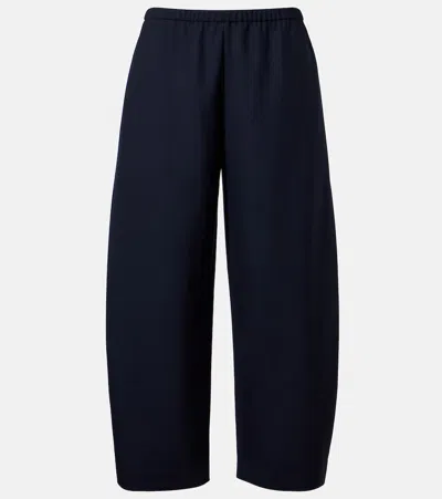 Khaite Roma Virgin Wool Wide-leg Pants In Blue