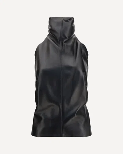 Khaite Rone Leather Top In Black