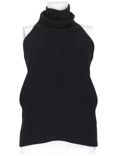 Khaite Rone Structured High Neck Buckle Polyester Tank Top In Black