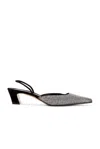Khaite Roosevelt Crystal-embellished Leather Slingback Pumps In Black