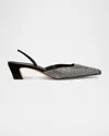 Khaite Roosevelt Crystal-embellished Leather Slingback Pumps In Black