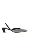 Khaite Roosevelt Crystal-embellished Leather Slingback Pumps In Black