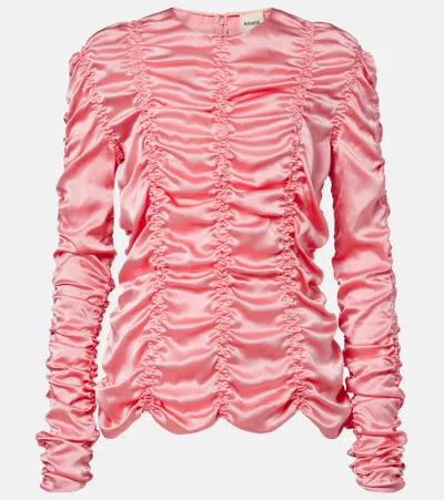 Khaite Rory Ruched Silk Charmeuse Top In Pink