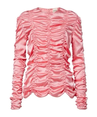 Khaite Rory Ruched Silk Charmeuse Top In Pink