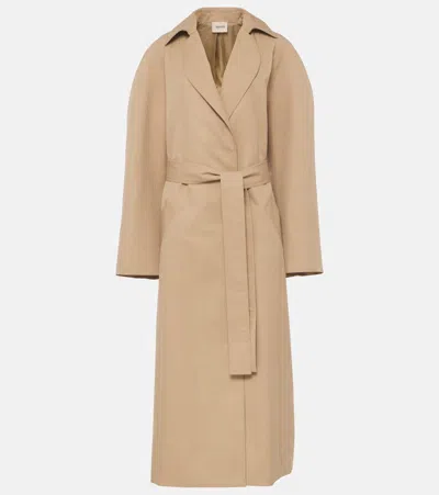 Khaite Roth Cotton Twill Trench Coat In Neutral