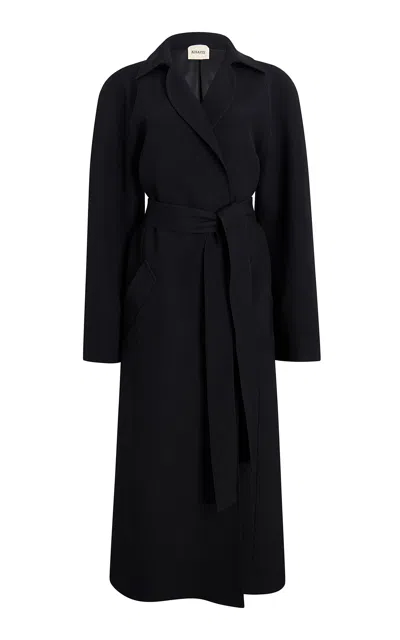 Khaite Roth Long Flannel Coat In Black