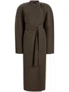 Khaite Rothen Belted Double Face Wool Coat In Grün