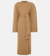 Khaite Rothen Oversized Belted Wool Coat In Beige