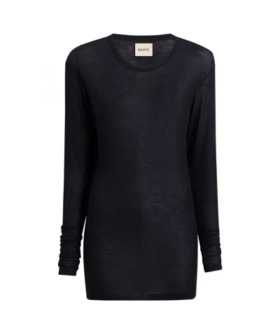 Khaite Round Collar And Long-sleeved T-shirt In Black