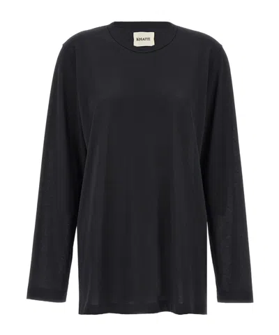Khaite Round Collar And Long-sleeved T-shirt In Black