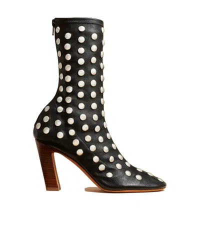 Khaite Round Head Zipper Short Boots In Black