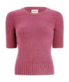 Khaite Mia Cashmere Short-sleeve Sweater In Pink